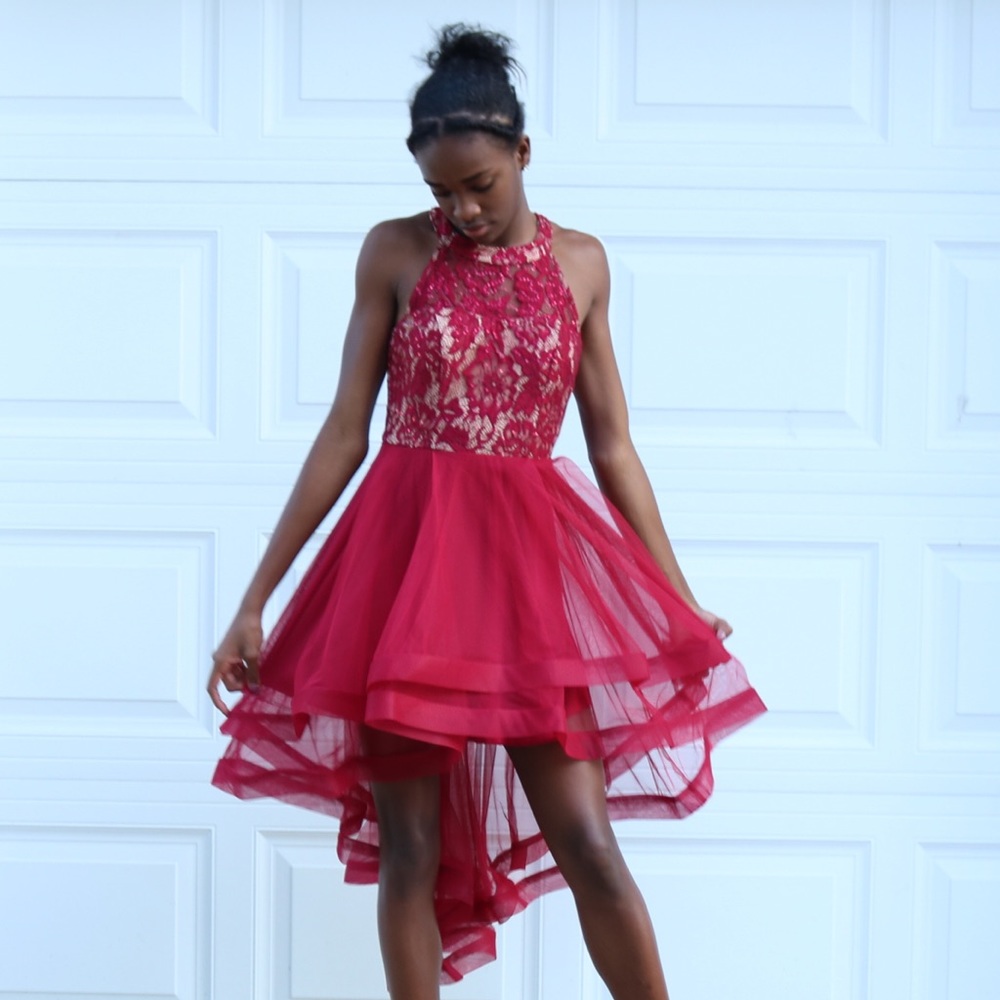 Fancy, red, homecoming dress